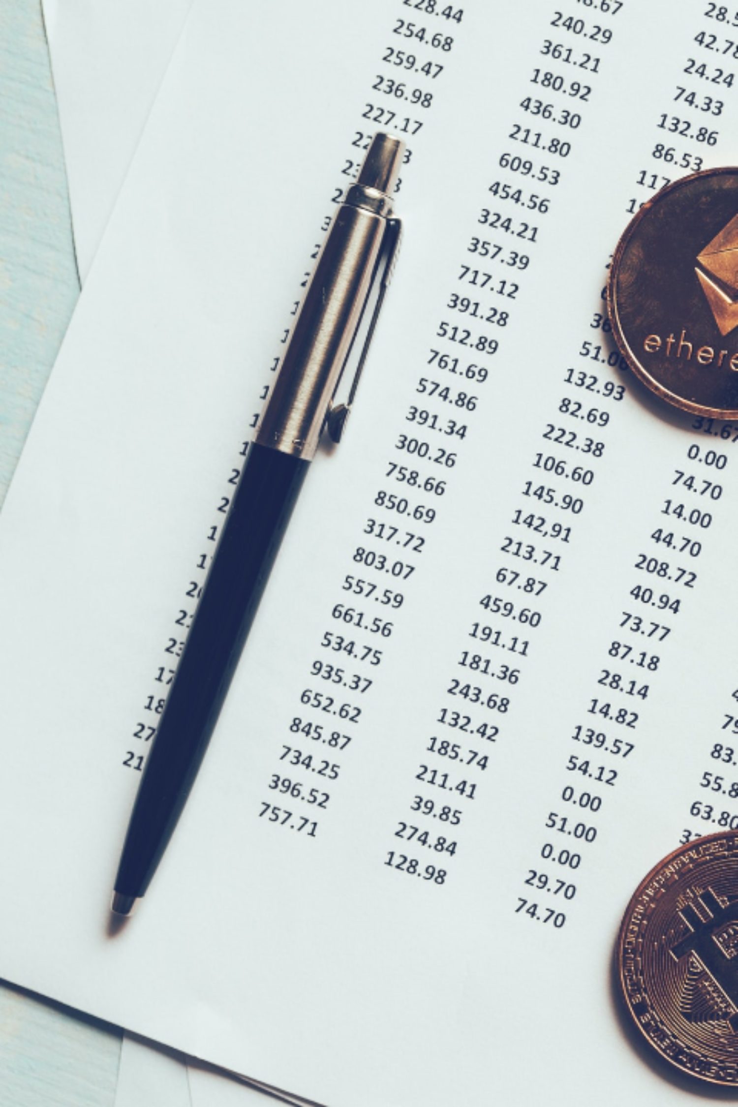 Cryptocurrency coins with exchange rate table